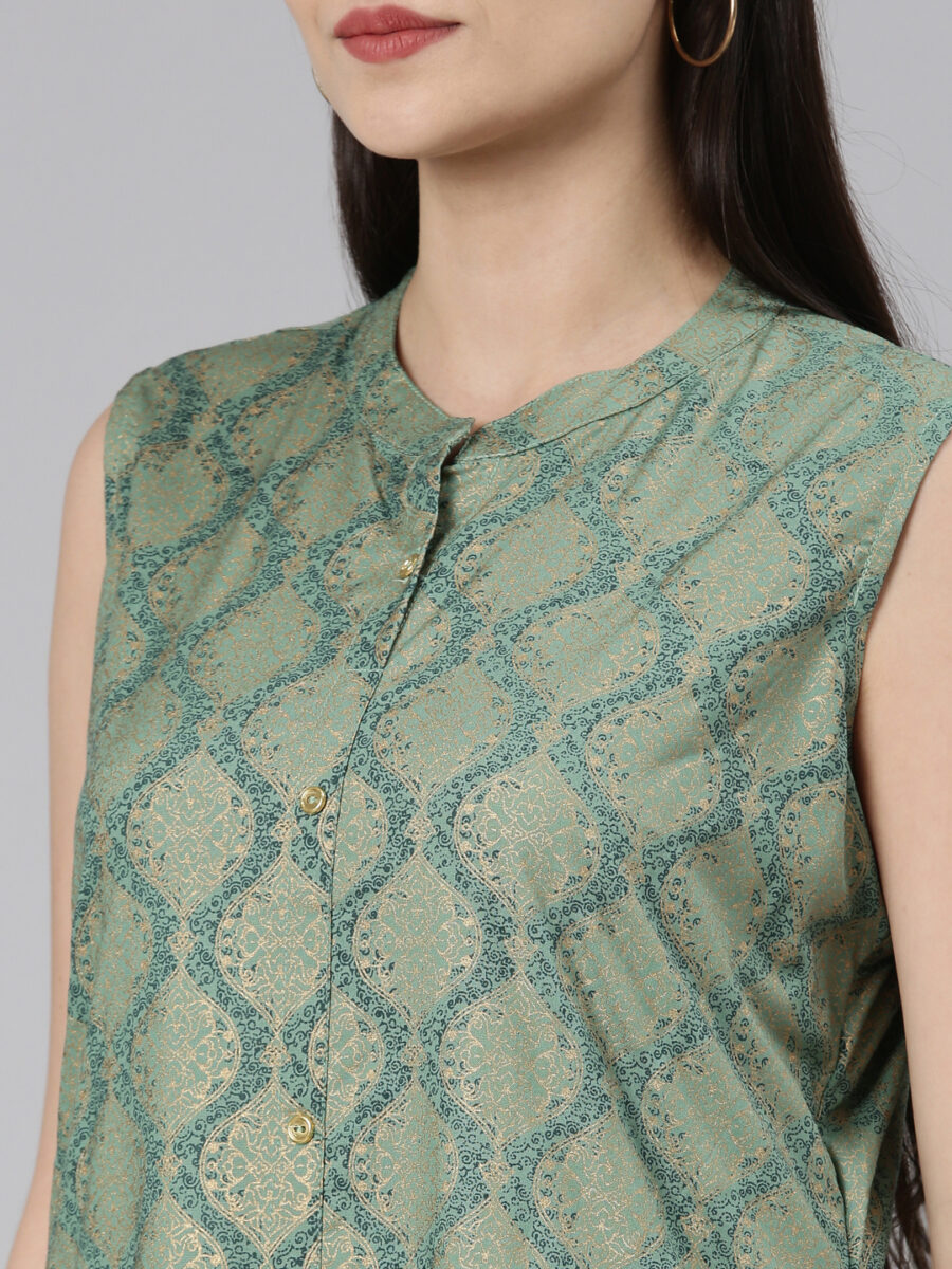 Marcia Green Printed Rayon Straight Long Kurta - Image 2