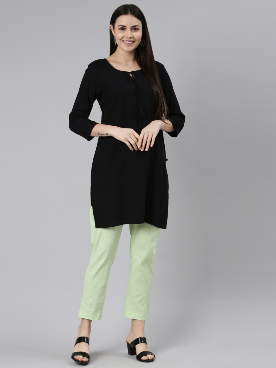 Marcia Green Solid Cotton Regular Trousers - Image 3