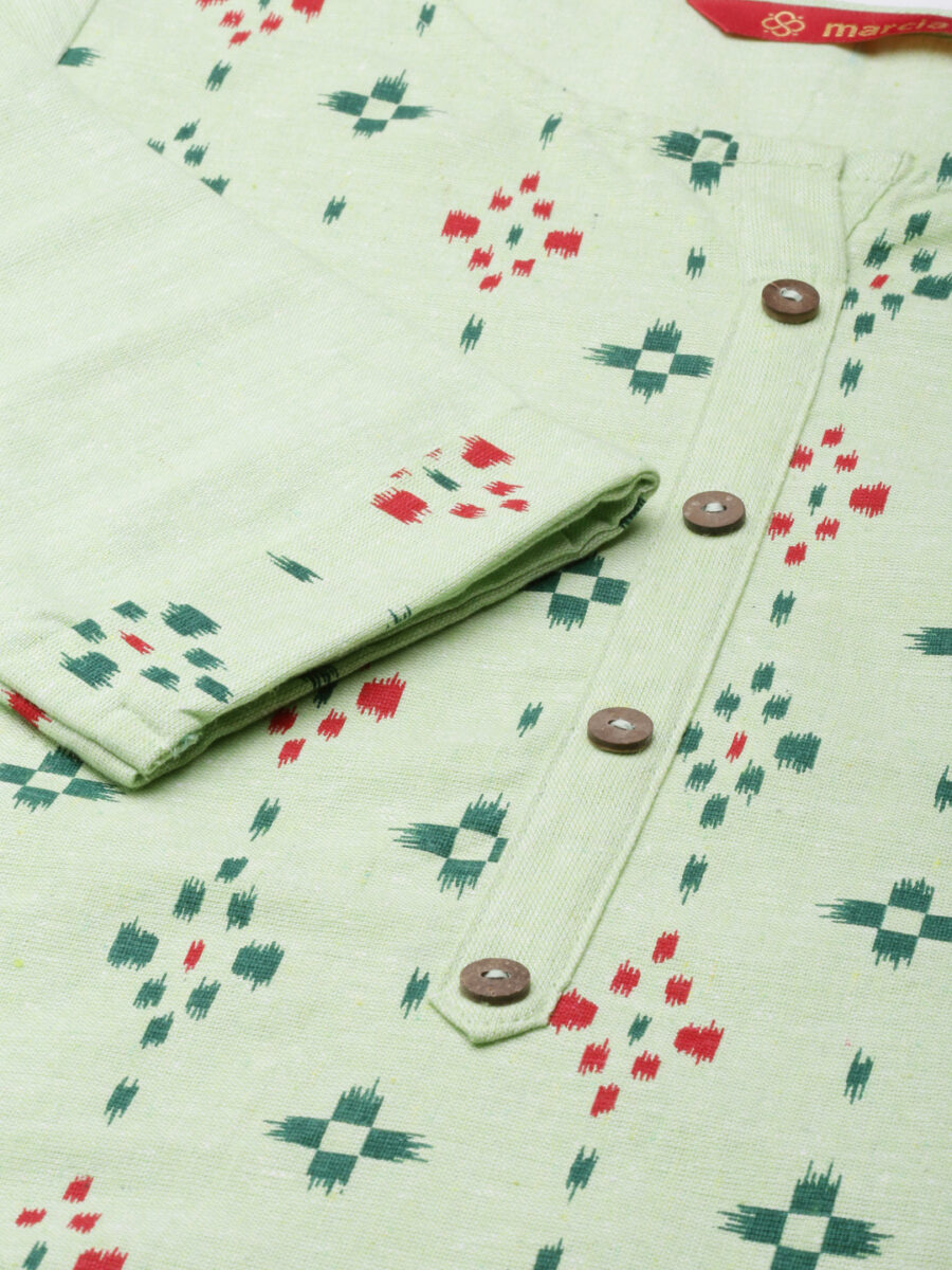 Marcia Green Printed Cotton Straight Long Kurta - Image 7