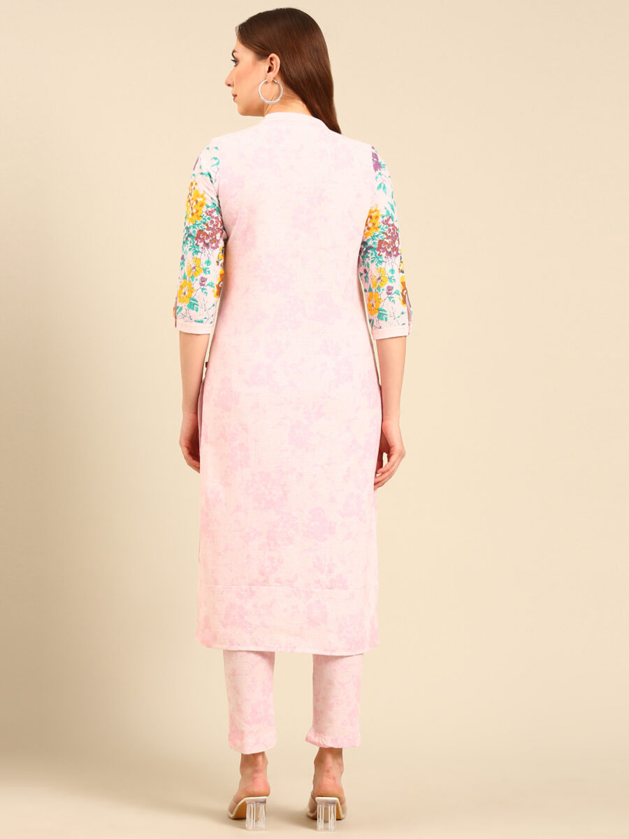 Marcia Pink printed Cotton Straight Kurta Set - Image 7